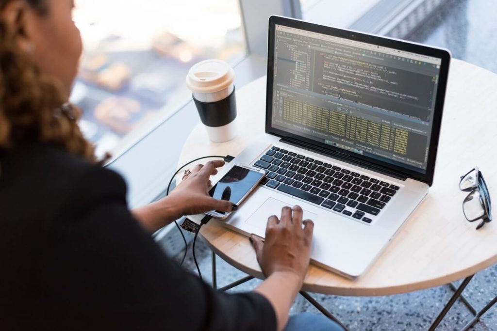 a person using a laptop