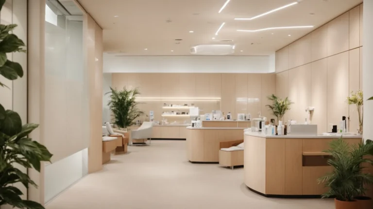 a serene dermatologist's office with soothing decor promotes skin health transformation.